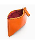 Small leather makeup bag, orange, open view