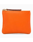 Small leather makeup bag, orange, front view