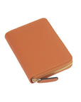 Small leather zip around coin purse, orange, front