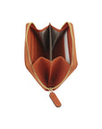 Small leather zip around coin purse, orange, inside