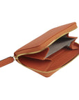 Small leather zip around coin purse, orange, interior