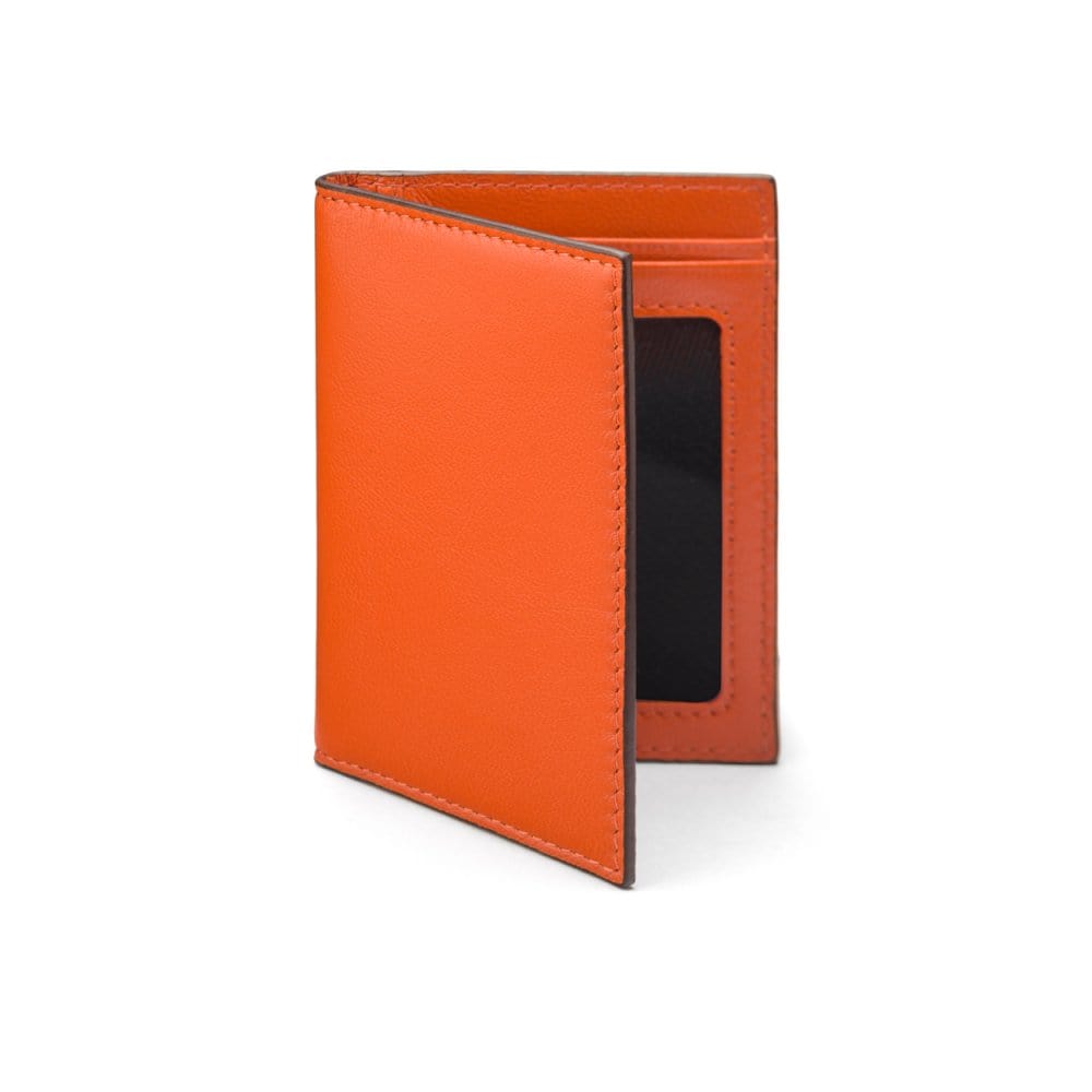 Orange Bi-Fold Soft Leather Credit Card Case with RFID Protection