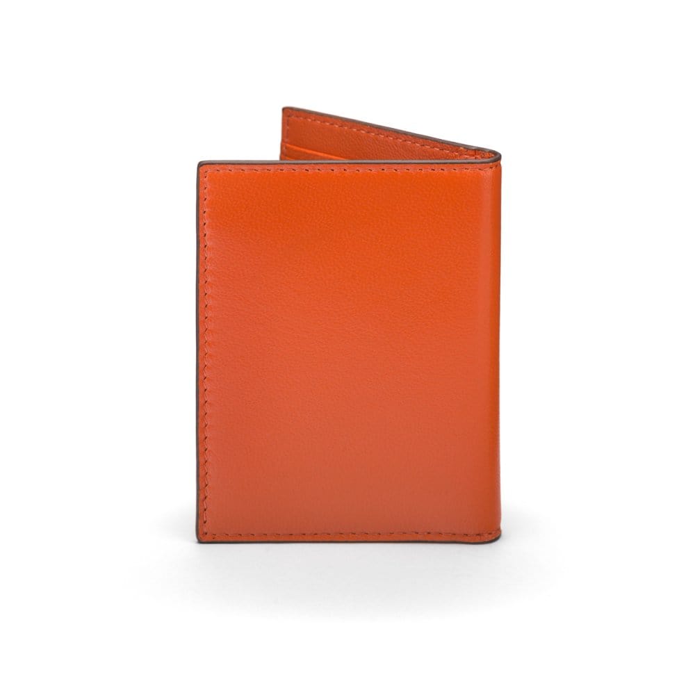 Orange Bi-Fold Soft Leather Credit Card Case with RFID Protection