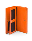 Tall leather Trinity purse, orange, inside