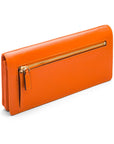 Tall leather Trinity purse, orange, back
