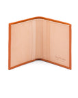 Two tone compact leather billfold wallet with 4 cc, orange, inside