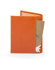 Two tone compact leather billfold wallet with 4 cc, orange, back