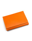 Leather tri-fold travel card holder, orange, front