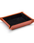 Leather valet tray, orange with black