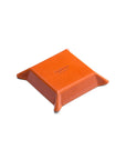 Small leather valet tray, orange with black, base