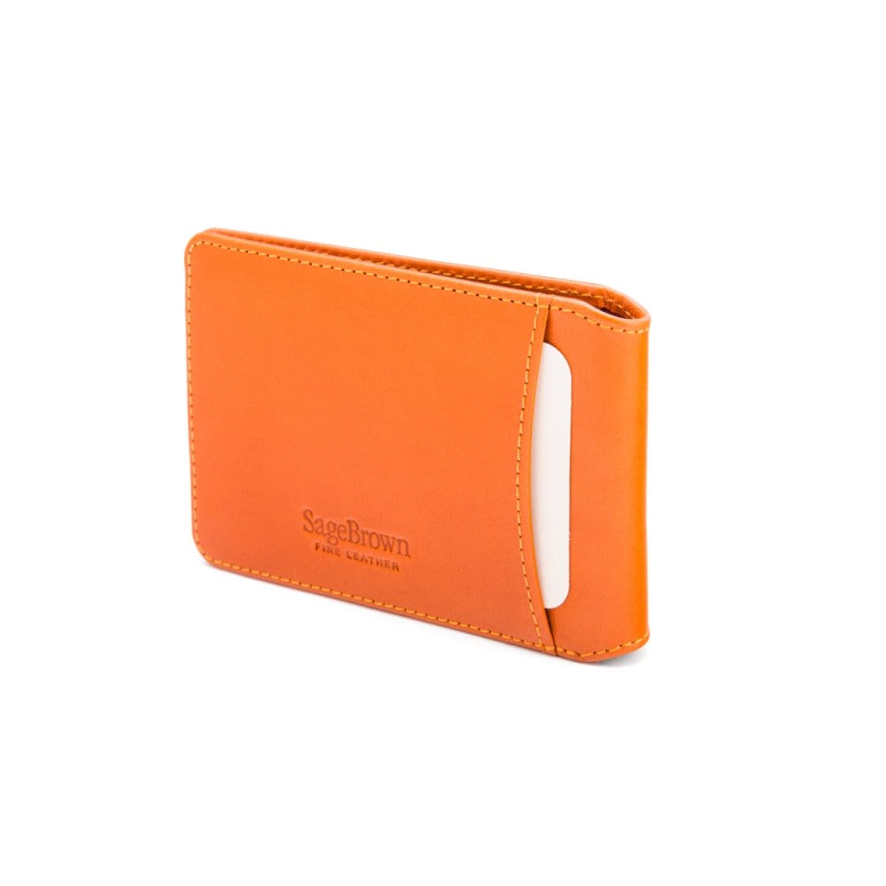 Leather Oyster card holder, orange, back