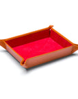 Leather valet tray, orange with red