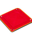 Leather valet tray, orange with red, flat