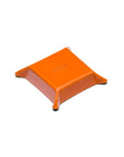 Small leather valet tray, orange with red, base
