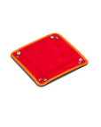Small leather valet tray, orange with red, open