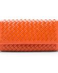 Orange Woven Leather Concertina Tall Purse