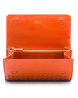 Orange Woven Leather Concertina Tall Purse