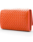 Orange Woven Leather Concertina Tall Purse