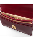 Bridle hide briefcase with brass lock, Harvard, red, inside