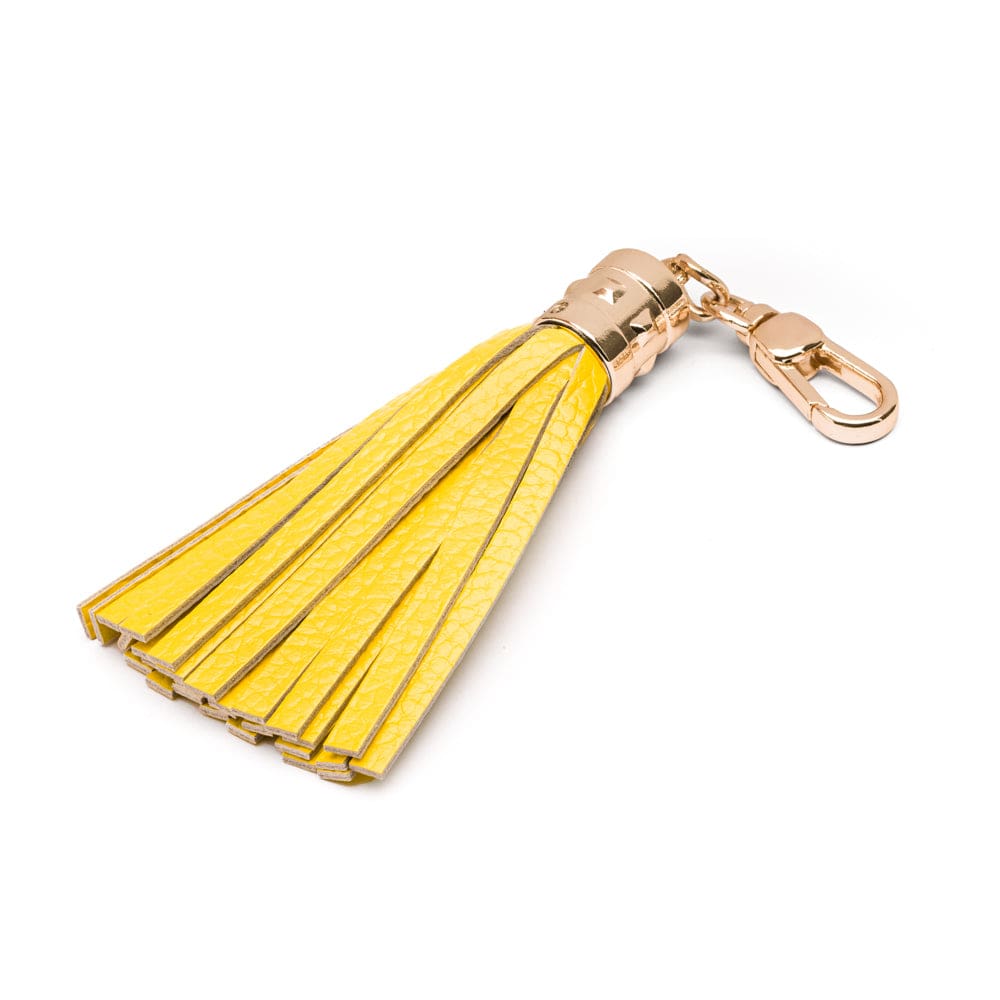 Decorative leather tassel, pale yellow