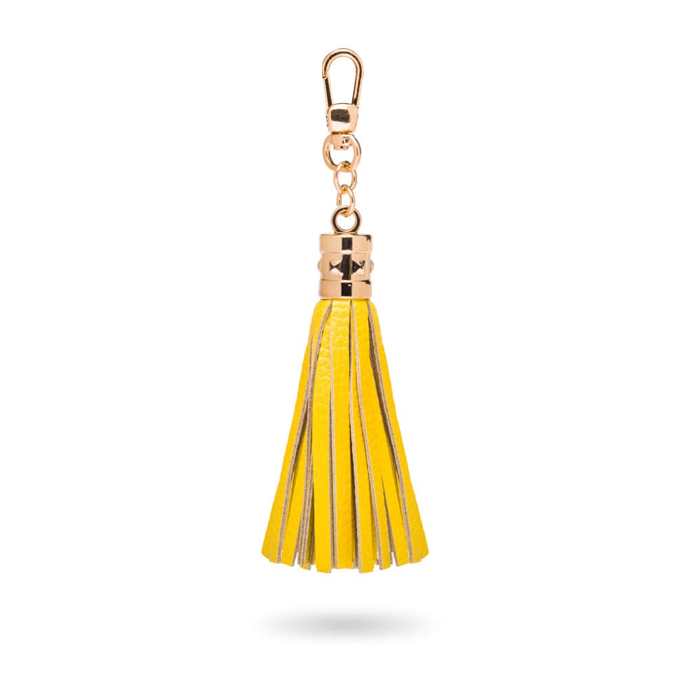 Decorative leather tassel, pale yellow 2