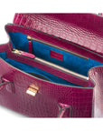Large leather Morgan bag, pink croc, inside view