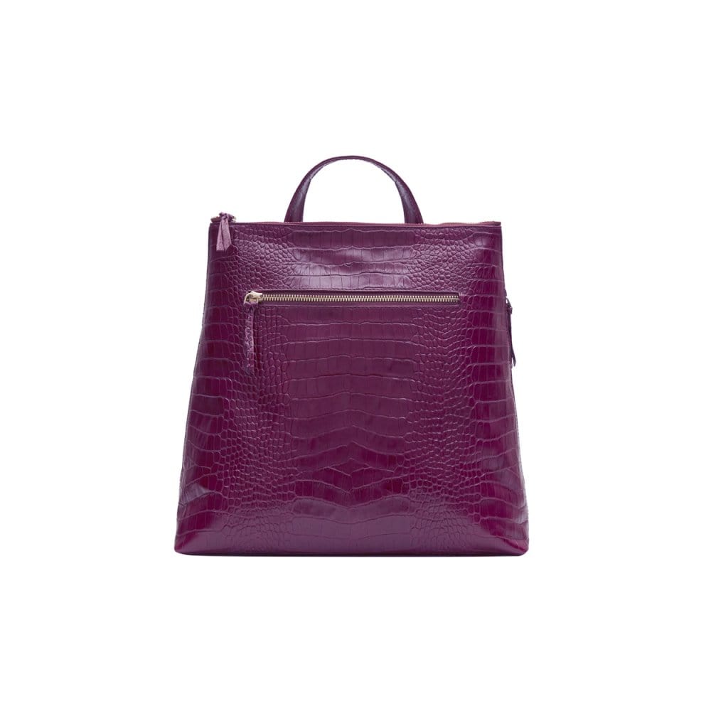 Leather 13" laptop backpack, pink croc