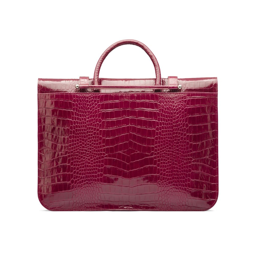 Leather music bag, pink croc, back