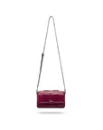 Compact crossbody bag, pink croc, shoulder strap