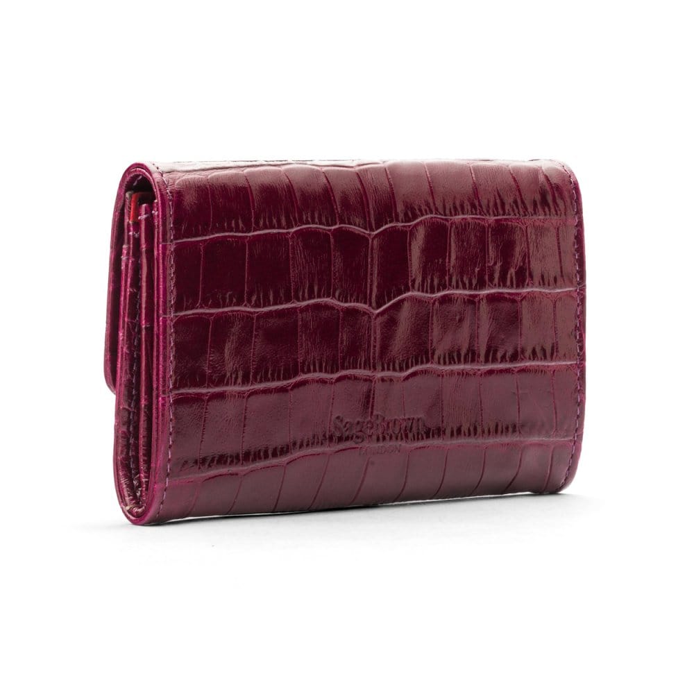 Small leather concertina purse, pink croc, back