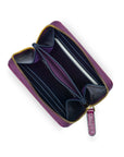 Pink Croc SmallSmall leather zip around accordion coin purse, pink croc, open