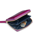 Pink Croc SmalSmall leather zip around accordion coin purse, pink croc, interior