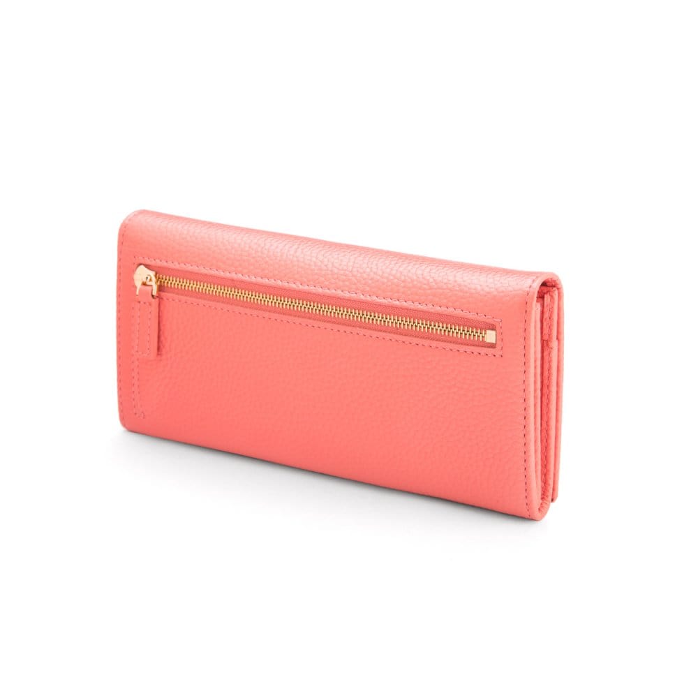 Leather Mayfair concertina purse, pink, back