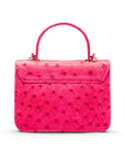 Ostrich leather Betty bag with top handle, pink ostrich, back