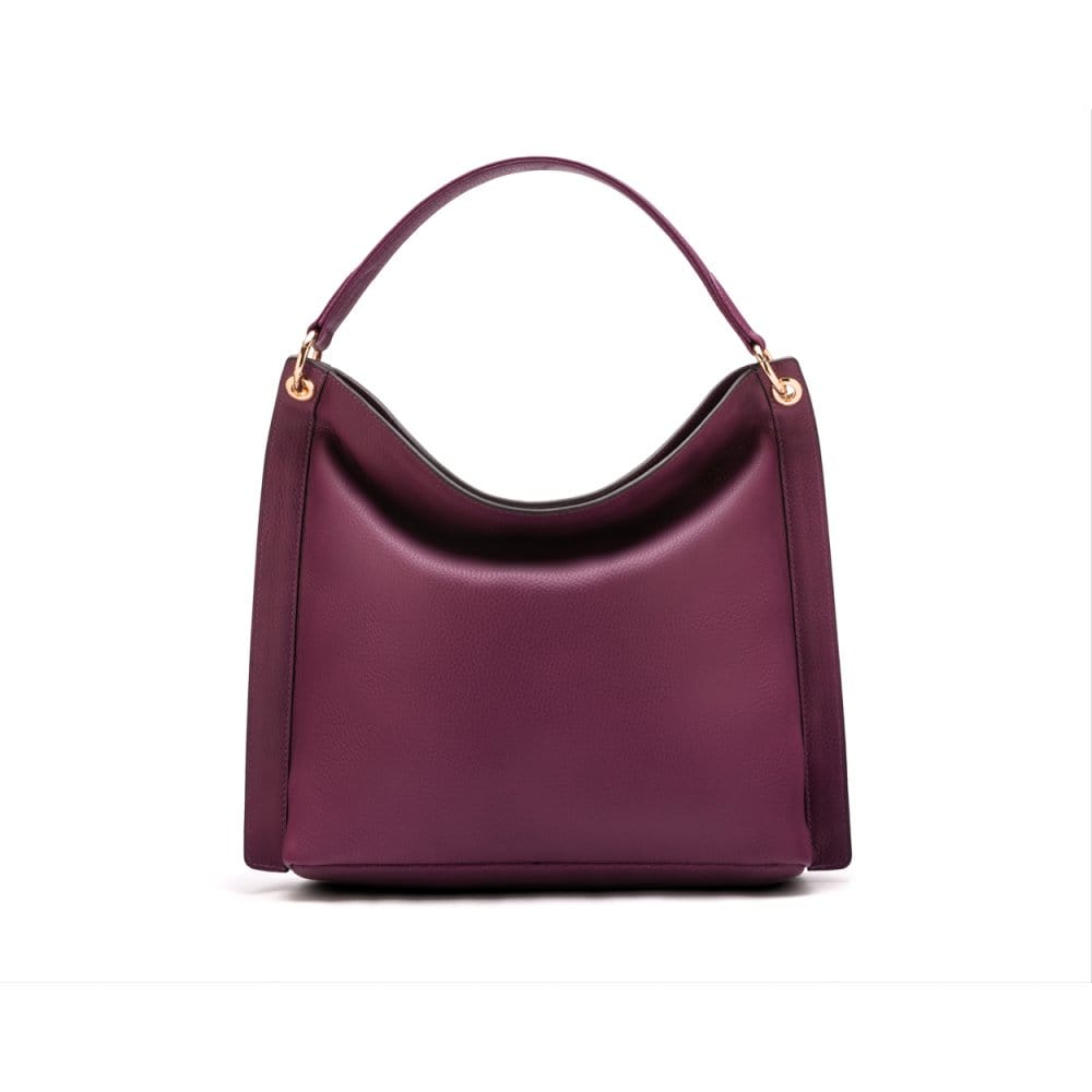 Carol Ann slouchy leather shoulder bag, purple, front