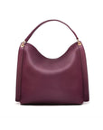 Slouchy leather shoulder bag, purple, back