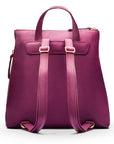 Leather 13" laptop backpack, purple, back view