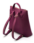 Leather 13" laptop backpack, purple, reverse view