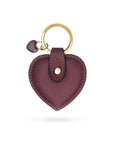 Leather heart shaped key ring, purple, front