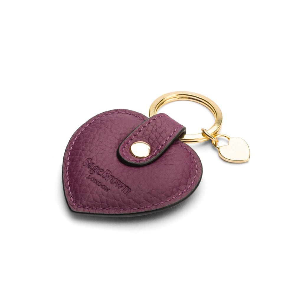 Leather Heart Key Ring Purple Key Fobs Sagebrown