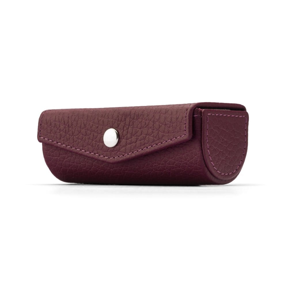 Leather lipstick case, purple, front