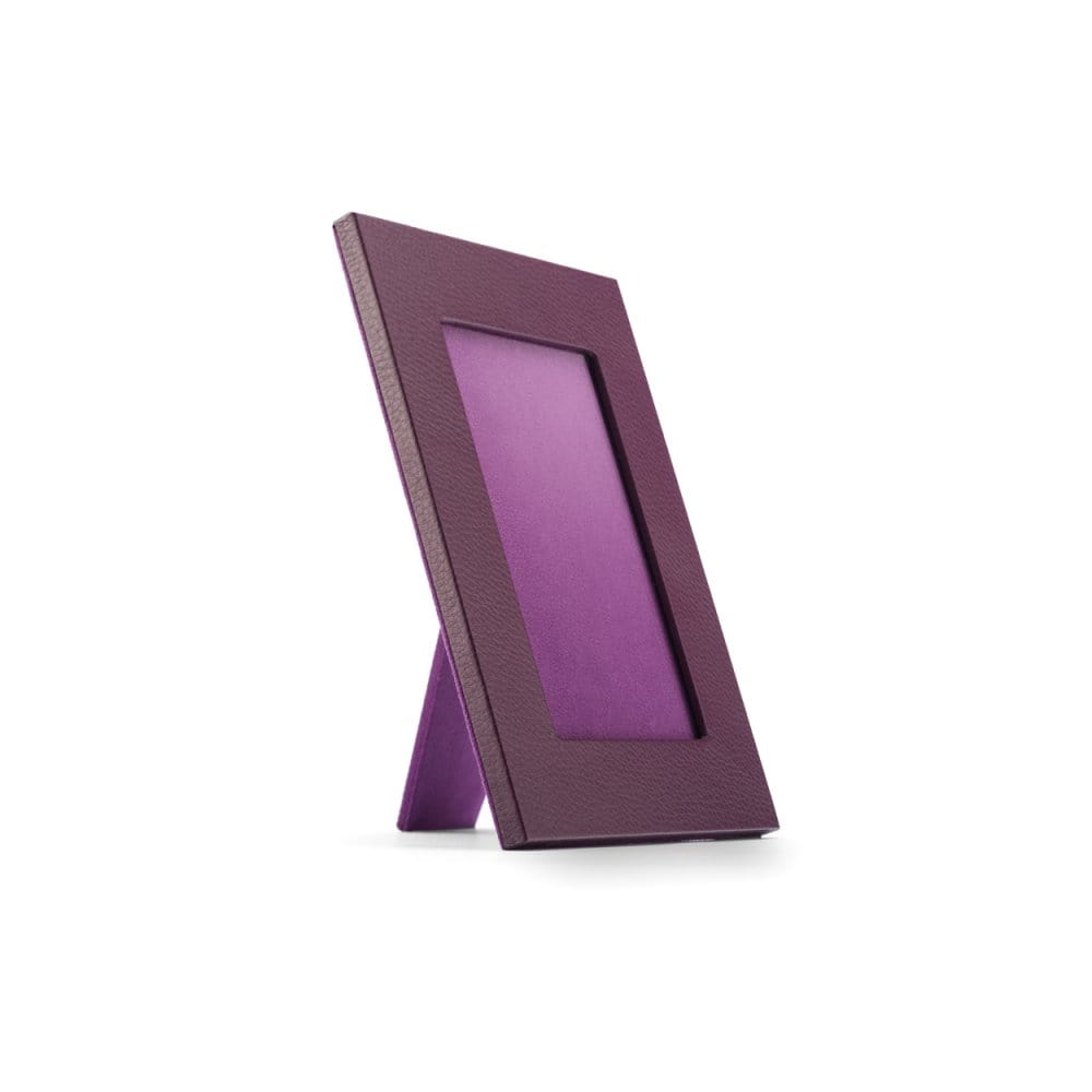 Leather photo frame, purple, 6x4", side