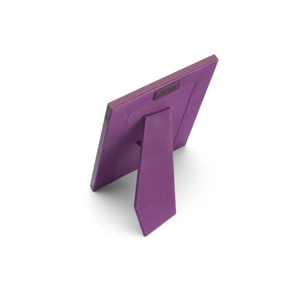 Leather photo frame, purple, 6x4", back