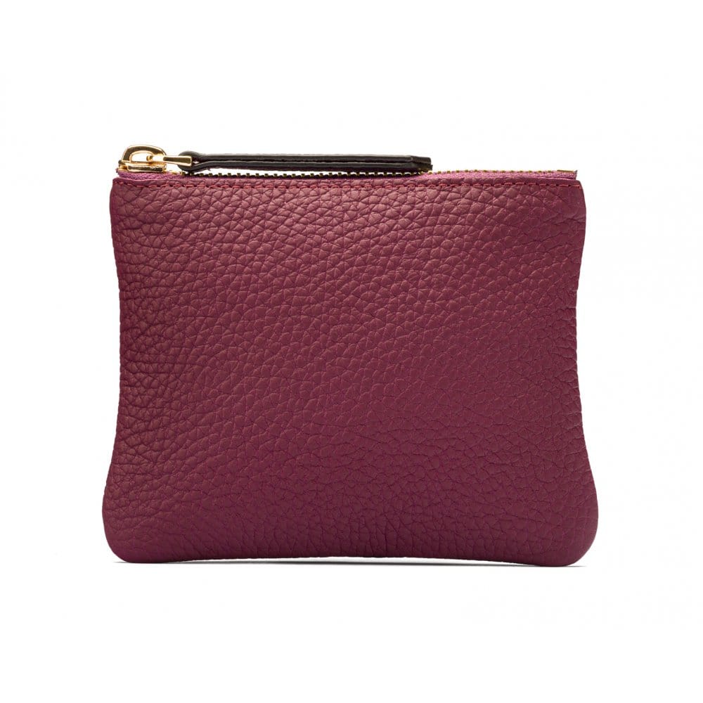 Small leather makeup bag, purple, front