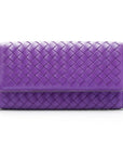 Purple Woven Leather Concertina Tall Purse