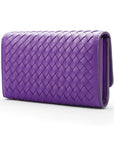 Purple Woven Leather Concertina Tall Purse