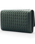 Racing Green Woven Leather Concertina Tall Purse
