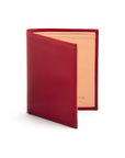 Bifold leather wallet with 6 credit cards, red, front