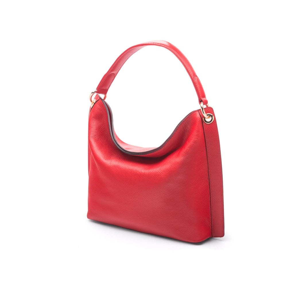 Carol Ann slouchy leather shoulder bag, red, side