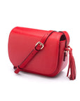 Leather saddle bag, red, side